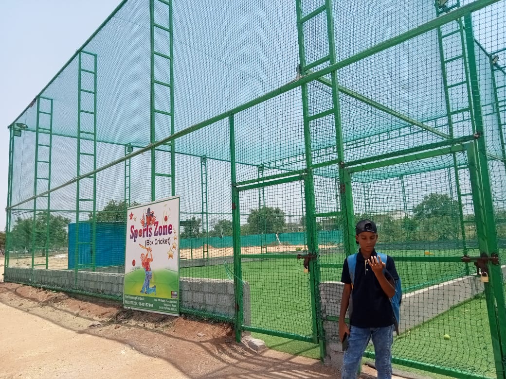 Box cricket sports net enclosure installation